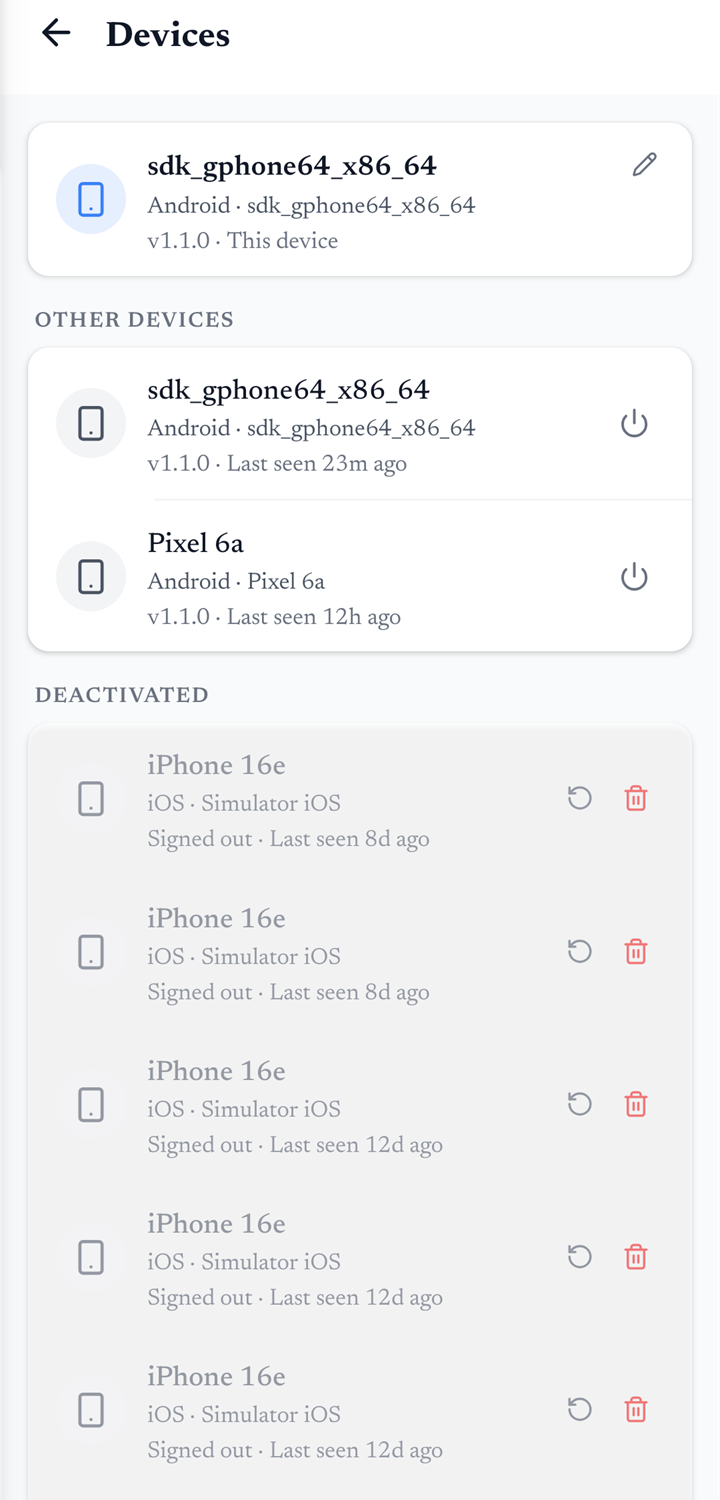 Trace synced across devices